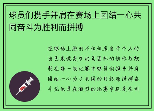 球员们携手并肩在赛场上团结一心共同奋斗为胜利而拼搏